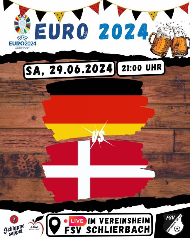 EM 2024 - Wir übertragen das Achtelfinale Deutschland - Dänemark im Vereinsheim
