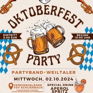 Am 02.10.24 - OKTOBERFEST PARTY mit Partyband 