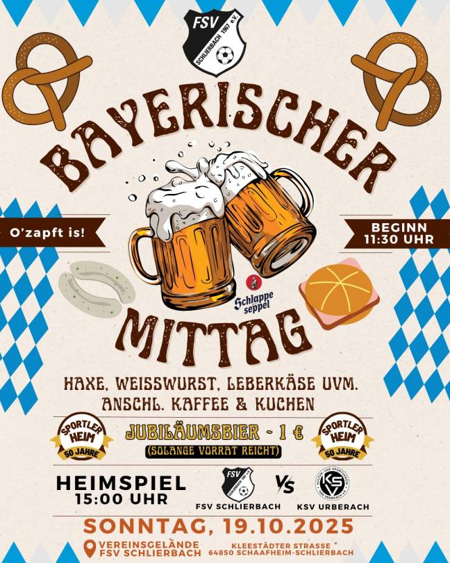 Bayerischer Mittag am 19.10.2025 im Sportlerheim